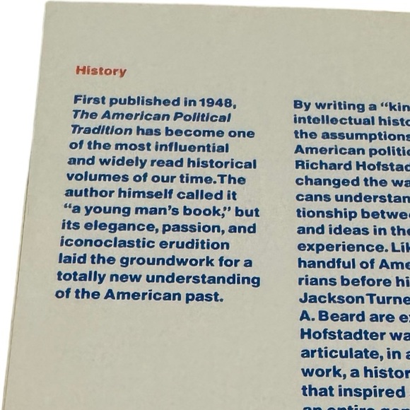 Book / The American Political Tradition by Richard Hofstadter. GUC - Picture 2 of 3